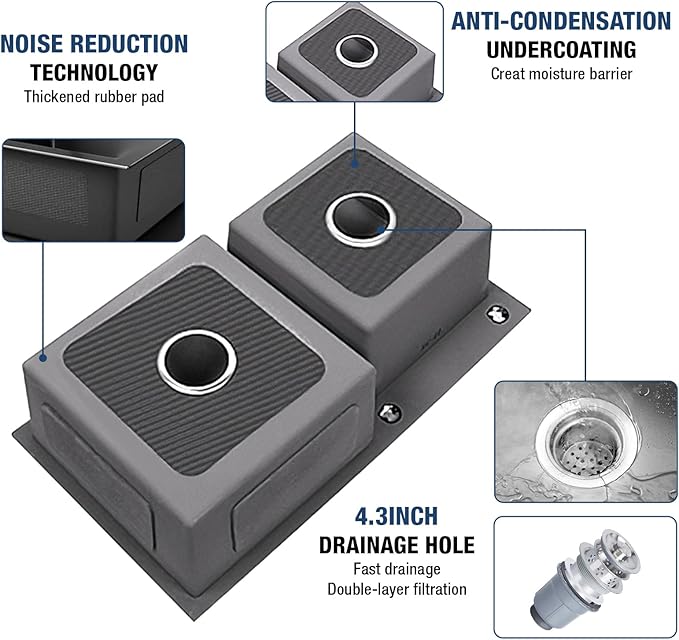 31" x 18" Black Double Bowl Kitchen Sink, Drop-in/Topmount 304 Stainless Steel Sink with Nano Coating & Accessories Set