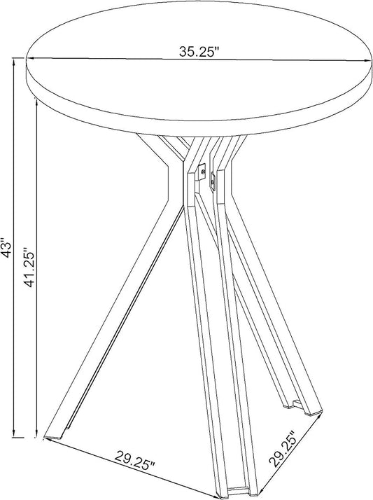 35-Inch Round Pub Height Bistro Table Dark Oak - Pedestal Base with Metal Legs, Sturdy Modern Bar Table for Kitchen Island, Dining Nook, Small Space Entertaining
