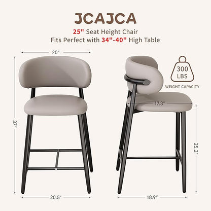 Bar Stools Set of 6 Counter Height Barstool Metal Kitchen Counter Height Bar Stool Island Chairs 26 Inch, Black/Light Grey