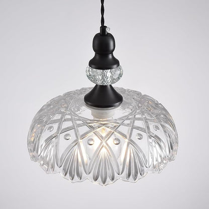 Vintage Glass Pendant Lights Fixture Modern Black Chandelier Adjustable Hanging Light Farmhouse Kitchen Island Lighting for Bedroom Dining Room Living Room Hotel