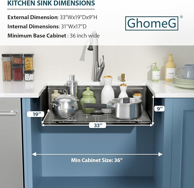 33 Undermount Black Kitchen Sink Workstation 16 Gauge Stainless Steel 9 In Deep Kitchen Sinks with Practical Accessories