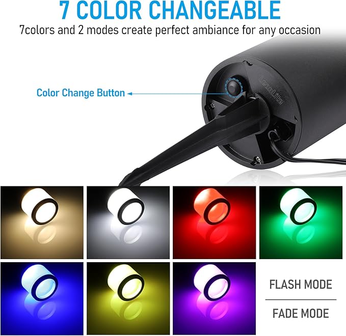 LEONLITE 8-Pack 4.5W LED Landscape Bollard Path Lighting, RGB Low Voltage Landscape Lights, 7 Color Selectable, Outdoor Pathway Light, Die-Cast Aluminum Housing