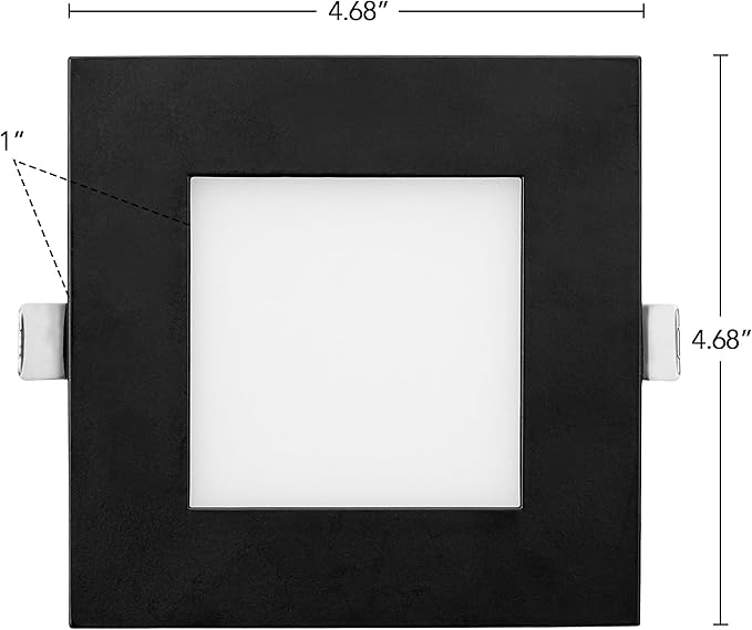 Maxxima 4 in. 2 Hour Fire Rated Ultra Thin Square Black LED Downlight, Slim Recessed Canless Light, IC Rated, 800 Lumens, 5 Color Temperature Selectable 2700K/3000K/3500K/4000K/5000K, Dimmable