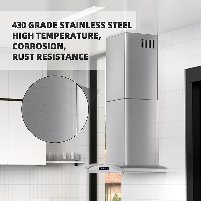 Range Hood Extension Chimney FGS-TG26S-ZST, Stainless Steel Wall Mount Chimney Extension for FIREGAS Glass Wall Mount Range Hood FGS-USG26G75CC