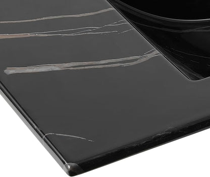 JONATHAN Y SNK1003D Ancillary 3-Hole 36 in. W x 18.25 in. D Classic Contemporary Rectangular Ceramic Single Sink Basin Vanity Top, Black Marble Effect
