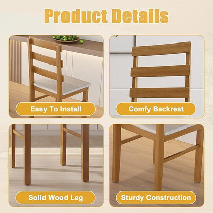 Majnesvon Dining Room Chairs Set of 2, Farmhouse Kitchen Table Set with Chairs, Wood Dining Table Chair for Kitchen, Restaurant, Apartment (Brown 2 Chair)