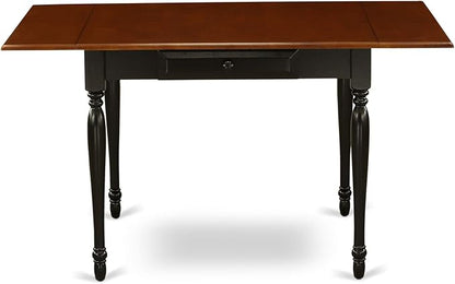 East West Furniture MZT-BCH-T Monza Mid-Century Modern Dining Table - a Rectangle Dining Table Top with Dropleaf & Stylish Legs, 36x54 Inch, Black & Cherry