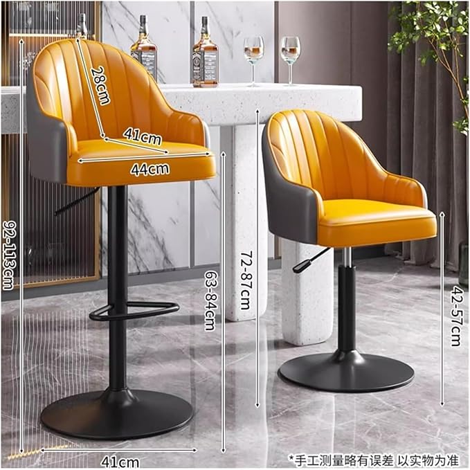 Adjustable Counter Height Faux Leather with Back & Footrest Kitchen Island Chair