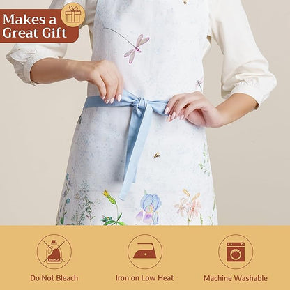 Maison d' Hermine 100% Cotton Apron for women with Pocket Kitchen Chef Apron for Men Cooking Mothers Day Gifts