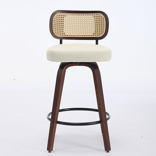 Modern Dining Chairs, Mid-Century Upholstered Kitchen Table and Chairs for Dining Room, Sturdy Stable Swivel Side Chairs with Easy Assembly for Kitchen Island, Bar, Counter or Living Room,Beige-PU-set