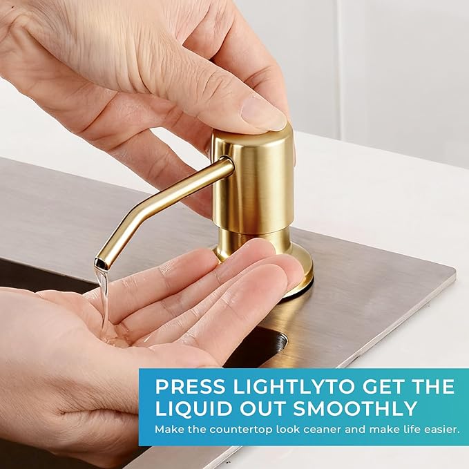 Pull Down Kitchen Faucet with Soap Dispenser - Brushed Gold Single Handle Kitchen Faucets, High Arc Stainless Steel Pull Out Kitchen Sink Faucet with Deck for RV Laundry Farmhouse Bar
