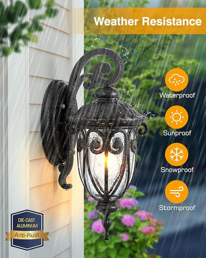 VIANIS Outdoor Lights for House Dusk to Dawn, 2 Pack Porch Lights Outside, Bronze Outdoor Light Fixture, Waterproof Exterior Lighting Fixtures for House, Doorway, Garage, Anti-Rust, Vintage Style