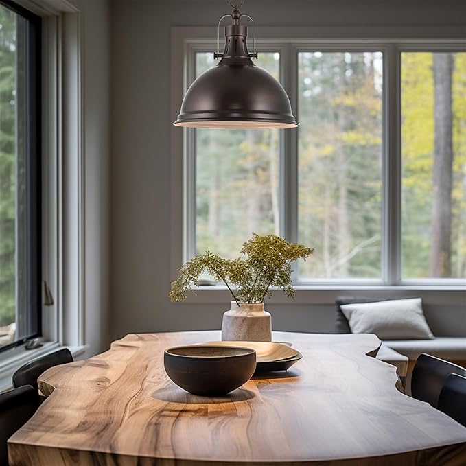 Kira Home Belle 14" Modern Industrial Pendant Light, Adjustable Hanging Height, Oil Rubbed Bronze Finish