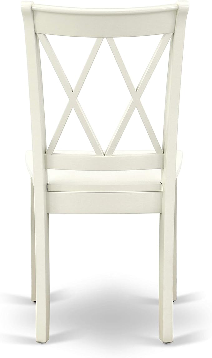 East West Furniture CACL5-LWH-W 5 Piece Kitchen Table Set for 4 Includes a Rectangle Dining Room Table and 4 Solid Wood Seat Chairs, 36x60 Inch, Linen White