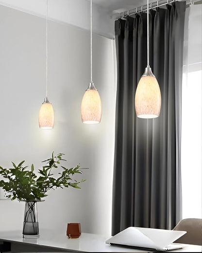 karyfine Milk Mini Glass Pendant Lights,Blown Art Glass Pendant Hanging Light Fixtures Kitchen Island Pendant Lamp Shade with Brushed Nickel Finish for Bar Counter,Hallway,Dining Room-3Pack