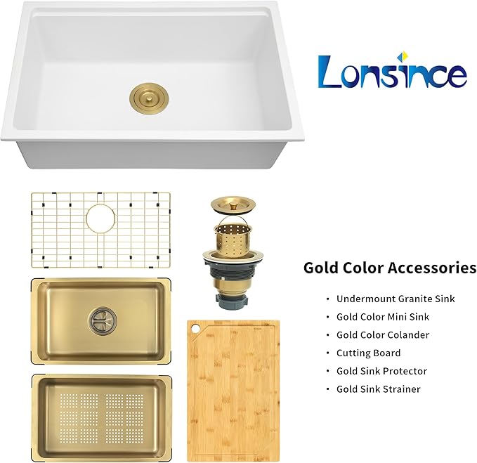 White Kitchen Sink,Granite Composite Undermount Kitchen Sink,Single Bowl Drop In Kitchen Sinks (28" X 18")