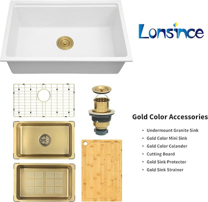White Kitchen Sink,Granite Composite Undermount Kitchen Sink,Single Bowl Drop In Kitchen Sinks (28" X 18")