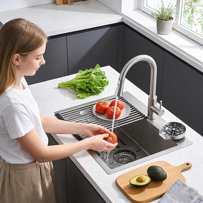 Kitchen Sink, 304 Stainless Steel Sink, Single Bowl, Drop In Kitchen Sink with Complete Accessories, Perfect for Homes, Apartments, and Modern Kitchens in All Settings(Stainless Steel, 32 * 18 in)