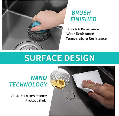 Black Kitchen Sink, Stainless Steel 18 x 18 Inch Top Mount Kitchen&Bar Sink Single Bowl Drop In Sink Set - Stainless Grid, Silicon Mat, Retracable Basket For Modern Stylish Kitchen