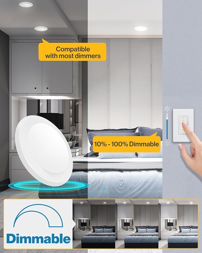 Sunco 12 Pack 5/6 Inch LED Disk Lights, Disc Lights Ceiling, LED Flush Mount Recessed Can Lighting, 1050 LM, 2700K Soft White, Dimmable, 15W=75W, Damp Rated ETL