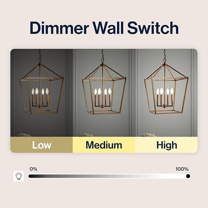 JONATHAN Y 16" Antique Gold Lantern Pendant Light, 4-Light Pagoda Style Metal Cage Farmhouse Hanging Ceiling Fixture for Kitchen Island, LED Bulb Included (JYL7437B)