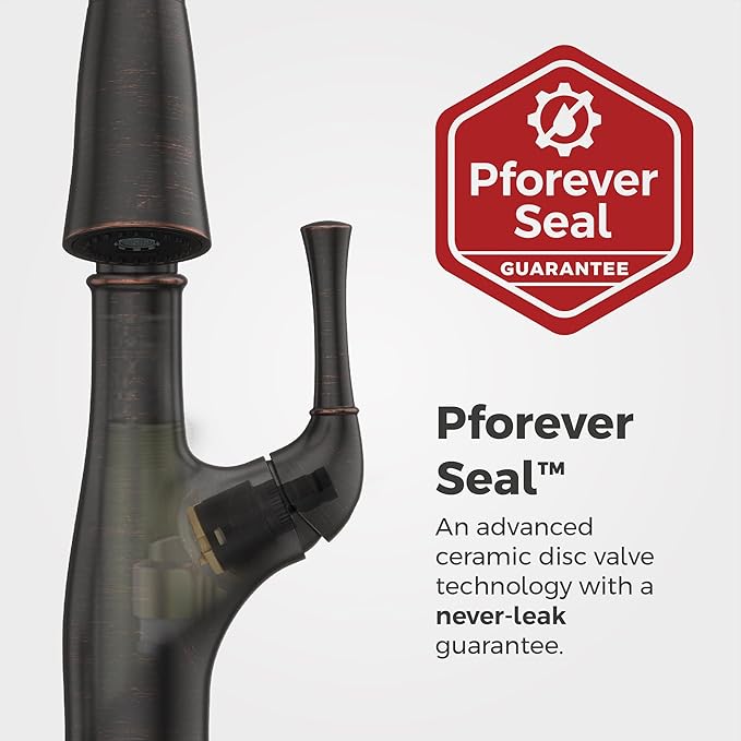 Pfister Alderwood Kitchen Faucet with Pull Down Sprayer and Soap Dispenser, Single Handle, NSF Certified, Tuscan Bronze Finish, F5297AWY