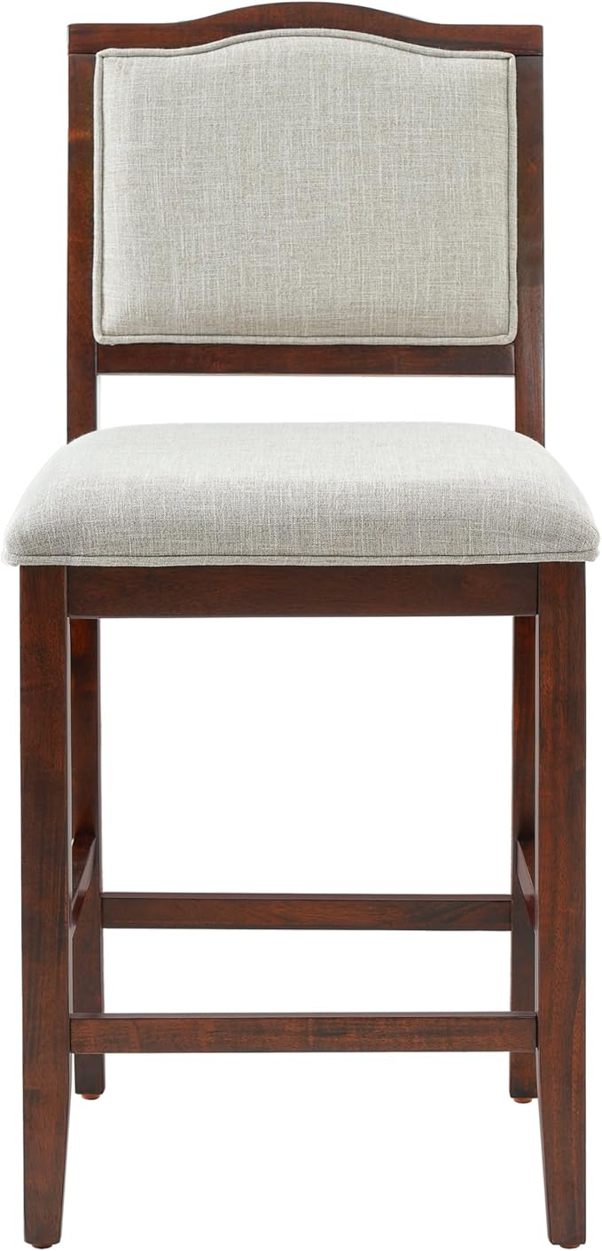 Counter Height Bar Stools Set of 2 Rustic 2 Pack Bar Stools with Rubber Wood Frame, Ergonomic Backrest, for Kitchen Island, Dining Room, Cherry SX534