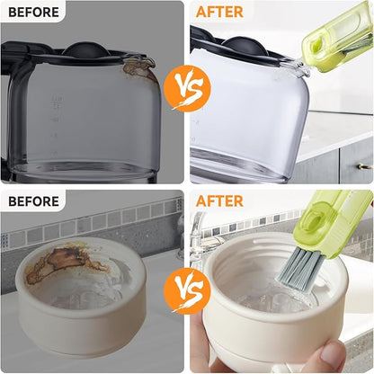 3 in 1 Cup Lid Gap Cleaning Brush Set, Multifunctional Bottle Cleaning Brush, Silicone Cup Lid Gap Cleaner, Home Kitchen Crevice Cleaning Tools (Multicolored)
