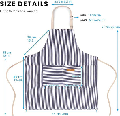 BeLuyi 2 Pack Adjustable Bib Apron with 2 Pockets Chef Cooking Kitchen Restaurant Aprons for Women Men