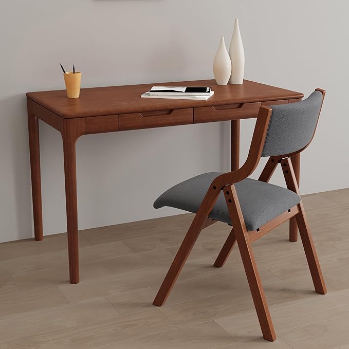 YOPTO Folding Wooden Chairs Set of 2 with Padded Seat,Portable Dining Chairs W/Ergonomically Designed Back and Cushion,for Dining Room,Restaurant,Kitchen,Office