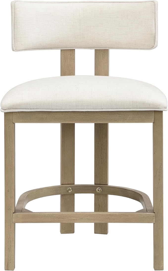 Christopher Knight Home Minso Bar Table and Chairs Set of 2, 3 Piece Bar Table Set with Upholstered Counter Stool, Rubberwood Counter Height Dining Set for 2, Light Ash+Beige