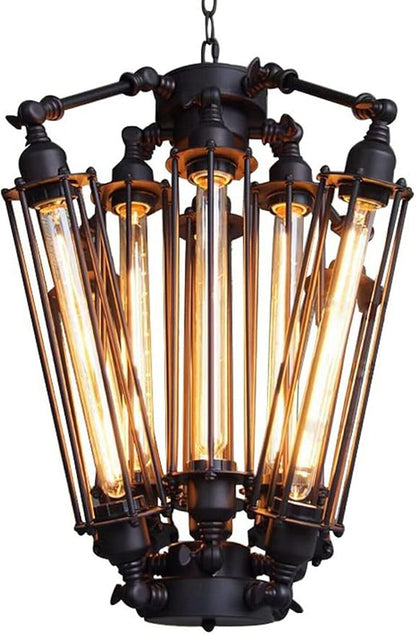 Industrial Metal Chandelier, 8 Lights Retro Chandelier Vintage Steampunk Style Pendant Light Loft Ceiling Fixture Pendant Hanging Lamp Geometric Structure Ceiling Lamp for Kitchen Living Room Bar