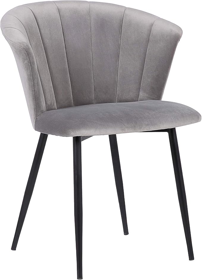 Armen Living Lulu Contemporary Velvet Dining Room Kitchen Accent Chair, 31 Inch Height, Grey and Black