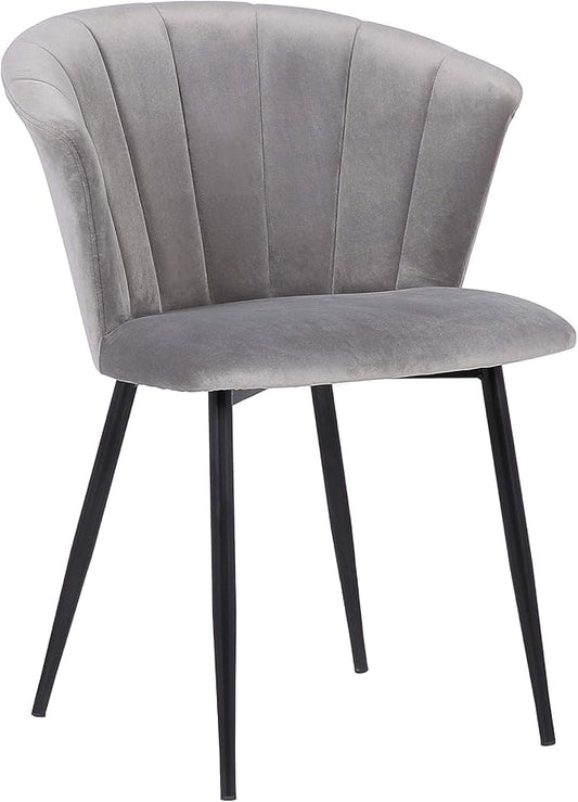 Armen Living Lulu Contemporary Velvet Dining Room Kitchen Accent Chair, 31 Inch Height, Grey and Black
