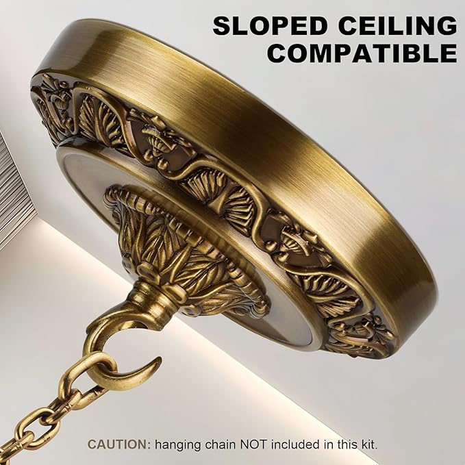 5.5 inches Brass Chandelier Canopy, Antique Brass Finish Canopy Kit for Pendant Light, Hanging Fixture, Mounting Plate Cover Replacement (Ring Style)