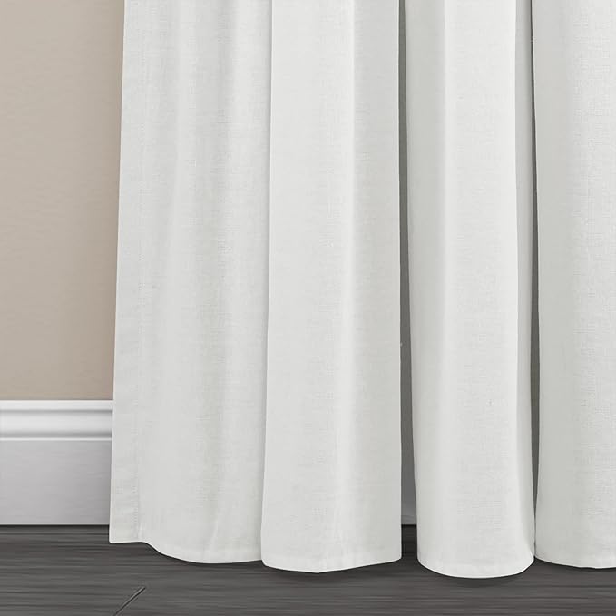 Lush Decor Linen Button Window Curtain Panel, Single, 40" W x 84" L, Dark Gray & White - Country Curtains - Rustic Decor - Color Block Modern Farmhouse Curtains For Living Room, Bedroom & Dining Room