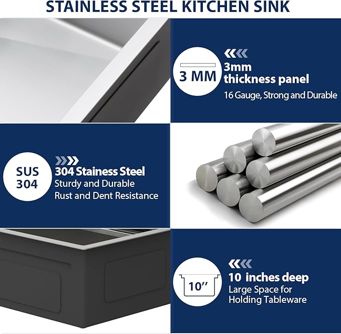 Lordear 33 Drop In Kitchen Sink with Faucet 33x22 Inch Waterfall Kitchen Sinks Topmount Stainless Steel 16 Gauge Single Bowl Workstation Kitchen Sink with Two Multifunctional Switch Knob