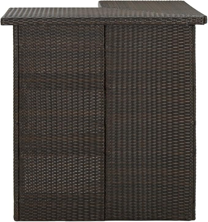 Corner Bar Table 19.7x39.4x41.3 in Brown Poly Rattan Steel Frame Bar Height Dining Table Indoor Outdoor Modern Small Dining Room Folding Patio Bistro