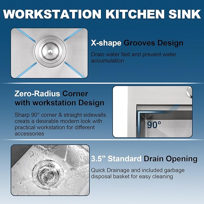 Doirteal 15 x 15 inch Drop-in Kitchen Sink, 16 Gauge Stainless Steel Single Bowl Bar Prep Sink, 9 Inch Deep Compact Topmount Sink for Apartment, RV and Small Spaces, Brushed Silver