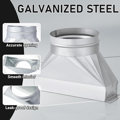 Tandefio 6" Dia Rectangular to Round Duct Transition 3-1/4" x 10" to 6" Galvanized Transition to Round HVAC Duct Adapter Microwave Vent Kit for Range Hood, Exhaust Vent