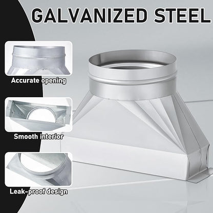 Tandefio 5" Dia Rectangular to Round Duct Transition 3-1/4" x 10" to 5" Galvanized Transition to Round HVAC Duct Adapter Microwave Vent Kit for Range Hood, Exhaust Vent
