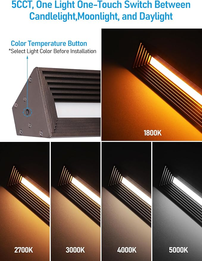 LEONLITE 5CCT Low Voltage Landscape Lights, 7W 12-24V LED Pathway Lights, Die-Casted Aluminum, IP65 for Outdoor Path Sidewalk Walkway, 1800K/2700K/3000K/4000K/5000K, ETL, Oil Rubbed Bronze, Pack of 4