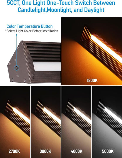 LEONLITE 5CCT Low Voltage Landscape Lights, 7W 12-24V LED Pathway Lights, Die-Casted Aluminum, IP65 for Outdoor Path Sidewalk Walkway, 1800K/2700K/3000K/4000K/5000K, ETL, Oil Rubbed Bronze, Pack of 4