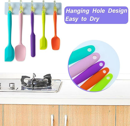 Silicone Spatula Set, 5 Piece Food Grade Rubber Spatulas for Baking, Cooking, and Mixing High Heat Resistant Non Stick Dishwasher Safe BPA-Free (RED)