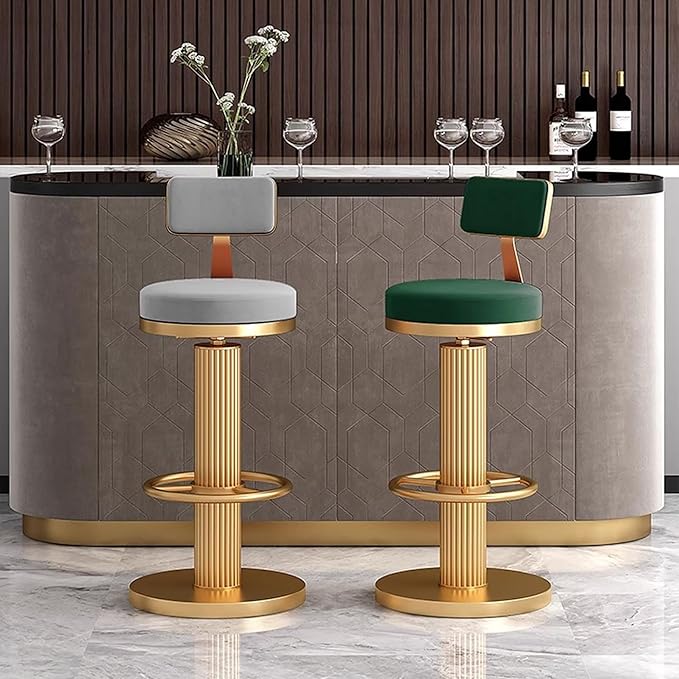 s, Adjustable Counter Height Chairs, Upholstered Chairs for Kitchen Island, Cafe, Pink,Grey-Sitting Height 6580cm