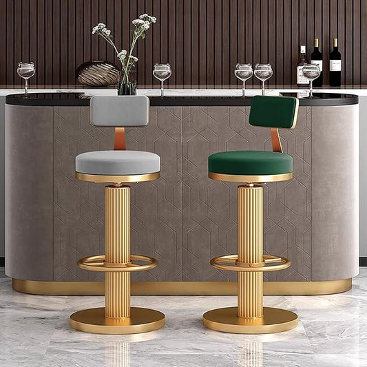 s, Adjustable Counter Height Chairs, Upholstered Chairs for Kitchen Island, Cafe, Pink,Green-Sitting Height 6580cm