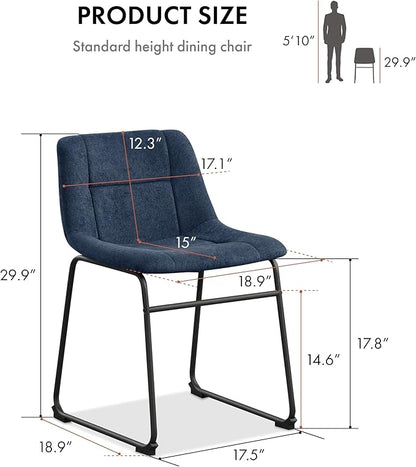 Furniture of America Veradis Modern Bentwood Dining Chairs Set of 2, Chenille Fabric Stool with Back and Metal Frame, Comfortable Upholstered Seating for Kitchen, Living Room, Blue, 30 inch