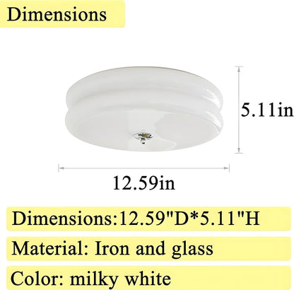 Bofea-Modern Glass Flush Mount Ceiling Light Milk Glass Schoolhouse Lights Fixtures LED Flush Mount Light for Bathroom Chrome Hallway Lamp Round Ceiling Lights for Bedroom Kitchen