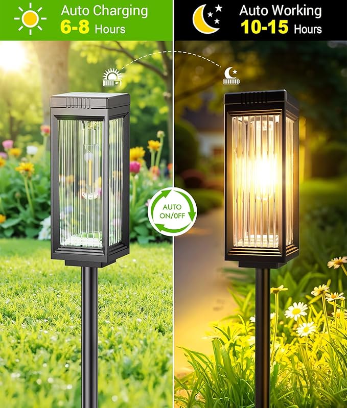ELECLINK Solar Pathway Lights Outdoor, 6 Pack Upgraded Solar Lights Outdoor Waterproof, Bright Up to 15 Hrs Auto On/Off Garden Light for Yard Patio Lawn Path Walkway Driveway Outside Decor