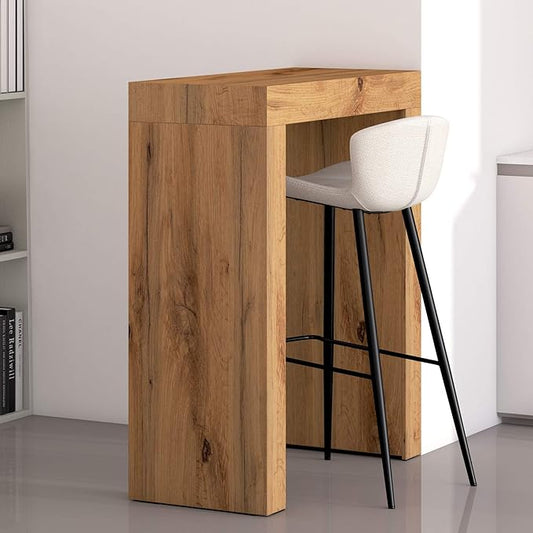 Mobili Fiver Evolution Tall Kitchen Bar Table Made in Italy | Space Saving, Counter Height Table for 1 | Modern Breakfast Bar Counter Top w/Cable Holder | Concrete Grey Effect | 35,4" x 15,7" in